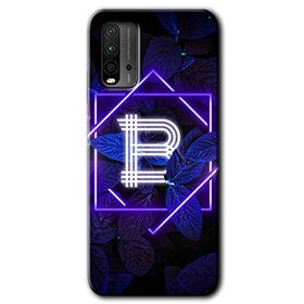 Poco M3 Dark Neon Yaprak B Harfi Baskılı Uyumlu Silikon Kılıf