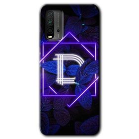Poco M3 Dark Neon Yaprak D Harfi Baskılı Uyumlu Silikon Kılıf