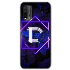 Poco M3 Dark Neon Yaprak D Harfi Baskılı Uyumlu Silikon Kılıf