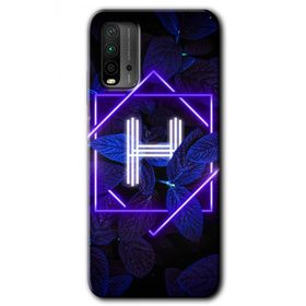 Poco M3 Dark Neon Yaprak H Harfi Baskılı Uyumlu Silikon Kılıf