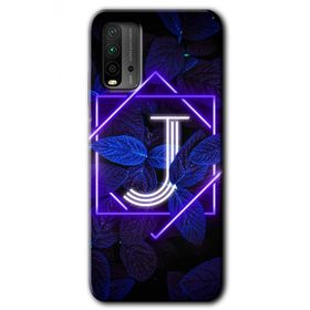 Poco M3 Dark Neon Yaprak J Harfi Baskılı Uyumlu Silikon Kılıf