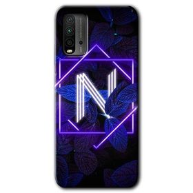 Poco M3 Dark Neon Yaprak N Harfi Baskılı Uyumlu Silikon Kılıf