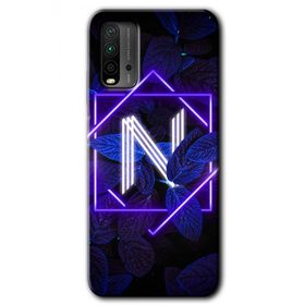 Poco M3 Dark Neon Yaprak N Harfi Baskılı Uyumlu Silikon Kılıf