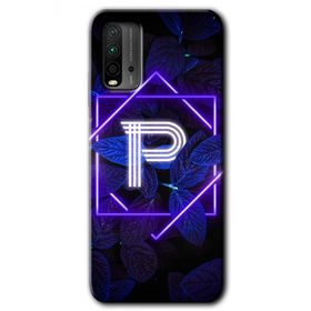 Poco M3 Dark Neon Yaprak P Harfi Baskılı Uyumlu Silikon Kılıf
