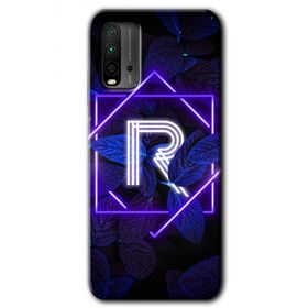 Poco M3 Dark Neon Yaprak R Harfi Baskılı Uyumlu Silikon Kılıf