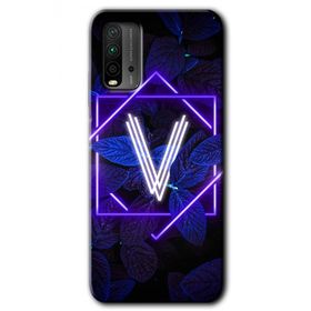 Poco M3 Dark Neon Yaprak V Harfi Baskılı Uyumlu Silikon Kılıf