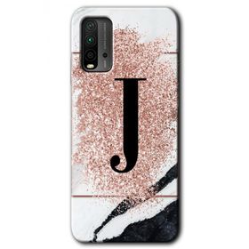 Poco M3 Pembe Mermer Desenli J Harfi Baskılı Uyumlu Silikon Kılıf