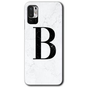 Poco M3 Pro Beyaz Mermer Desenli B Harfi Baskılı Uyumlu Silikon Kılıf