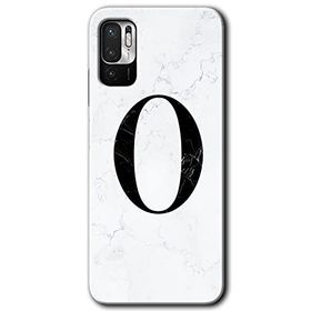Poco M3 Pro Beyaz Mermer Desenli O Harfi Baskılı Uyumlu Silikon Kılıf