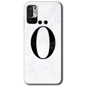 Poco M3 Pro Beyaz Mermer Desenli O Harfi Baskılı Uyumlu Silikon Kılıf