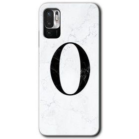 Poco M3 Pro Beyaz Mermer Desenli O Harfi Baskılı Uyumlu Silikon Kılıf