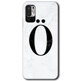 Poco M3 Pro Beyaz Mermer Desenli O Harfi Baskılı Uyumlu Silikon Kılıf