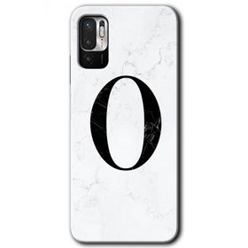Poco M3 Pro Beyaz Mermer Desenli O Harfi Baskılı Uyumlu Silikon Kılıf