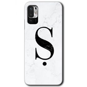 Poco M3 Pro Beyaz Mermer Desenli Ş Harfi Baskılı Uyumlu Silikon Kılıf