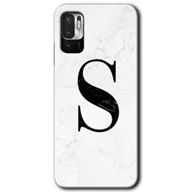 Poco M3 Pro Beyaz Mermer Desenli Ş Harfi Baskılı Uyumlu Silikon Kılıf