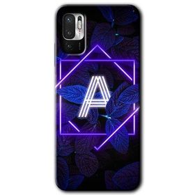 Poco M3 Pro Dark Neon Yaprak A Harfi Baskılı Uyumlu Silikon Kılıf