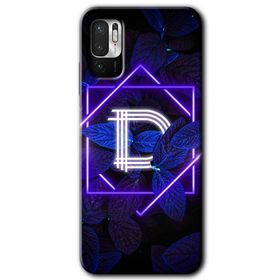 Poco M3 Pro Dark Neon Yaprak D Harfi Baskılı Uyumlu Silikon Kılıf