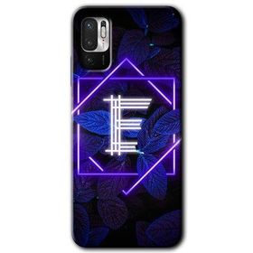 Poco M3 Pro Dark Neon Yaprak E Harfi Baskılı Uyumlu Silikon Kılıf