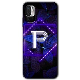 Poco M3 Pro Dark Neon Yaprak P Harfi Baskılı Uyumlu Silikon Kılıf