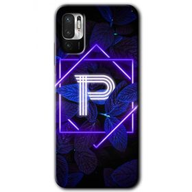 Poco M3 Pro Dark Neon Yaprak P Harfi Baskılı Uyumlu Silikon Kılıf