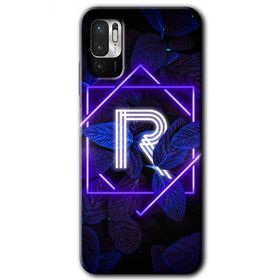 Poco M3 Pro Dark Neon Yaprak R Harfi Baskılı Uyumlu Silikon Kılıf
