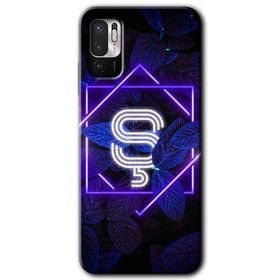 Poco M3 Pro Dark Neon Yaprak S Harfi Baskılı Uyumlu Silikon Kılıf
