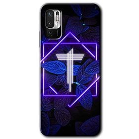 Poco M3 Pro Dark Neon Yaprak T Harfi Baskılı Uyumlu Silikon Kılıf