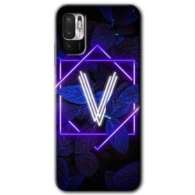 Poco M3 Pro Dark Neon Yaprak V Harfi Baskılı Uyumlu Silikon Kılıf