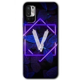 Poco M3 Pro Dark Neon Yaprak V Harfi Baskılı Uyumlu Silikon Kılıf