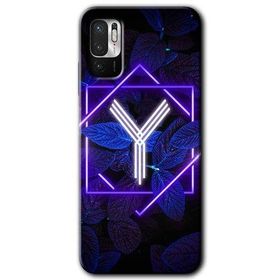 Poco M3 Pro Dark Neon Yaprak Y Harfi Baskılı Uyumlu Silikon Kılıf