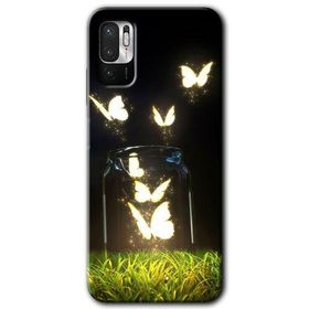 Poco M3 Pro Işıklı Kelebekler Baskılı Uyumlu Silikon Kılıf