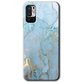 Poco M3 Pro Mavi Gold Mermer Baskılı Uyumlu Silikon Kılıf