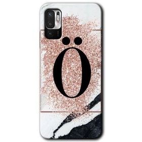 Poco M3 Pro Pembe Mermer Desenli O Harfi Baskılı Uyumlu Silikon Kılıf