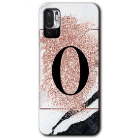 Poco M3 Pro Pembe Mermer Desenli O Harfi Baskılı Uyumlu Silikon Kılıf