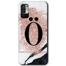 Poco M3 Pro Pembe Mermer Desenli O Harfi Baskılı Uyumlu Silikon Kılıf