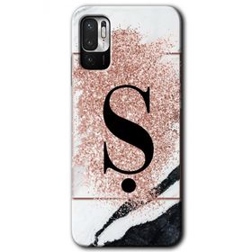 Poco M3 Pro Pembe Mermer Desenli S Harfi Baskılı Uyumlu Silikon Kılıf