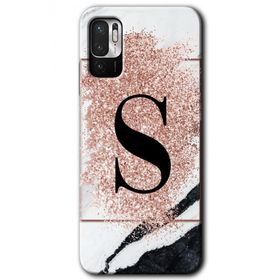 Poco M3 Pro Pembe Mermer Desenli S Harfi Baskılı Uyumlu Silikon Kılıf