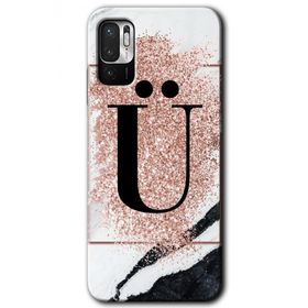 Poco M3 Pro Pembe Mermer Desenli Ü Harfi Baskılı Uyumlu Silikon Kılıf