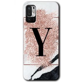 Poco M3 Pro Pembe Mermer Desenli Y Harfi Baskılı Uyumlu Silikon Kılıf