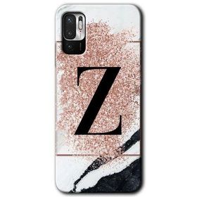 Poco M3 Pro Pembe Mermer Desenli Z Harfi Baskılı Uyumlu Silikon Kılıf
