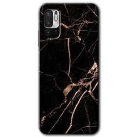 Poco M3 Pro Siyah Gold Mermer Baskılı Uyumlu Silikon Kılıf
