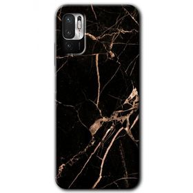 Poco M3 Pro Siyah Gold Mermer Baskılı Uyumlu Silikon Kılıf