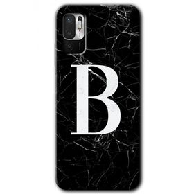 Poco M3 Pro Siyah Mermer Desenli B Harfi Baskılı Uyumlu Silikon Kılıf