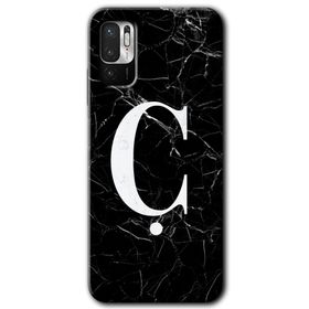Poco M3 Pro Siyah Mermer Desenli Ç Harfi Baskılı Uyumlu Silikon Kılıf