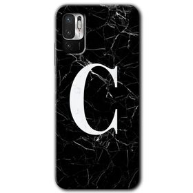 Poco M3 Pro Siyah Mermer Desenli Ç Harfi Baskılı Uyumlu Silikon Kılıf
