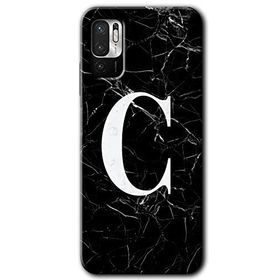 Poco M3 Pro Siyah Mermer Desenli Ç Harfi Baskılı Uyumlu Silikon Kılıf