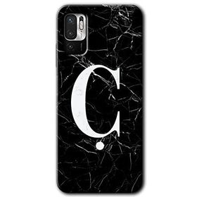 Poco M3 Pro Siyah Mermer Desenli Ç Harfi Baskılı Uyumlu Silikon Kılıf