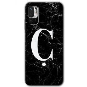 Poco M3 Pro Siyah Mermer Desenli Ç Harfi Baskılı Uyumlu Silikon Kılıf