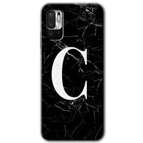 Poco M3 Pro Siyah Mermer Desenli Ç Harfi Baskılı Uyumlu Silikon Kılıf