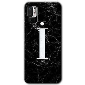 Poco M3 Pro Siyah Mermer Desenli İ Harfi Baskılı Uyumlu Silikon Kılıf